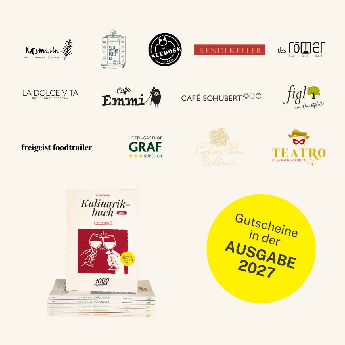 Das 1000things Kulinarikbuch: St. Pölten 2027